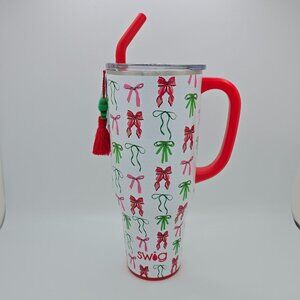 NEW NWT Swig Ribbons & Bows 40oz Mega Mug Insulated Tumbler with Straw & Tassle